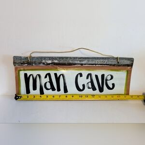 Sign Tin Rustic 'Man Cave' Wall Sign White Green Gray and Brown